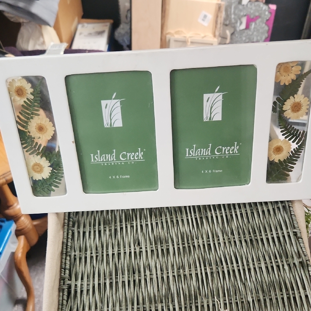 White Photo Frame with Floral Accents